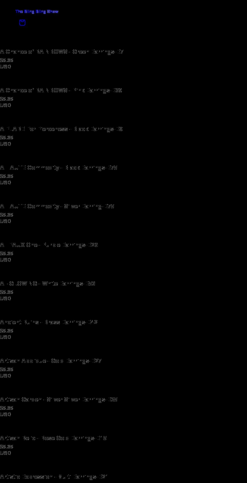 theblingblingshow.com shopify website screenshot