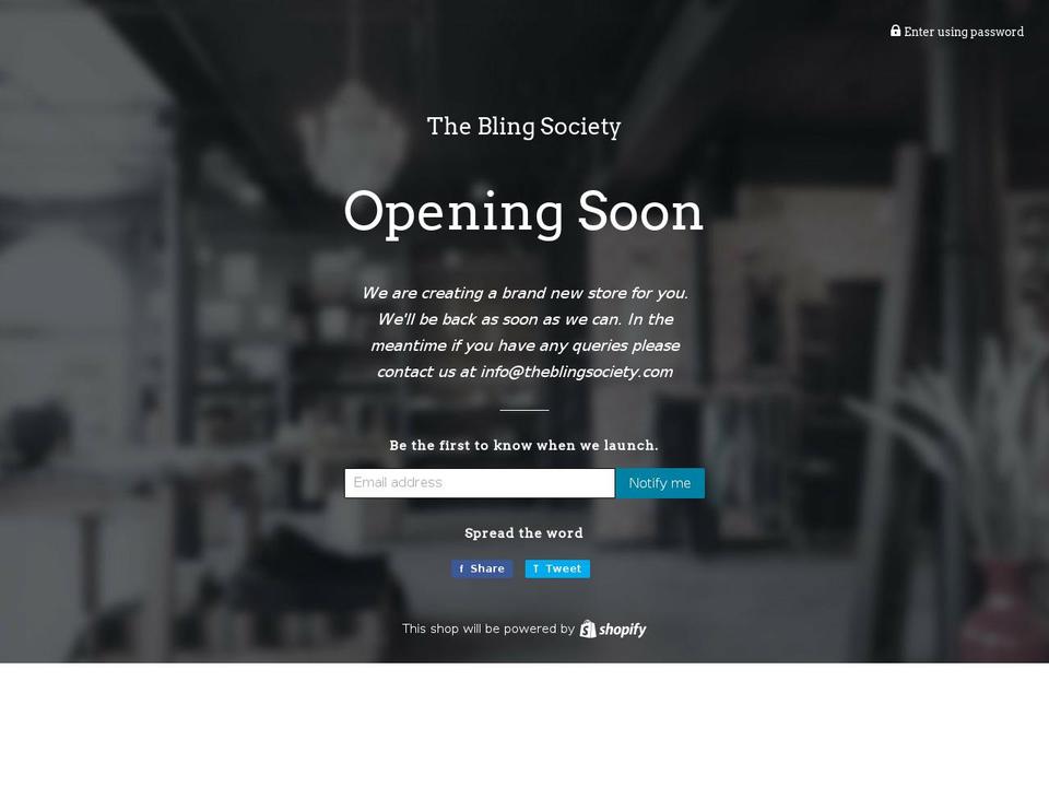 theblingsociety.com shopify website screenshot