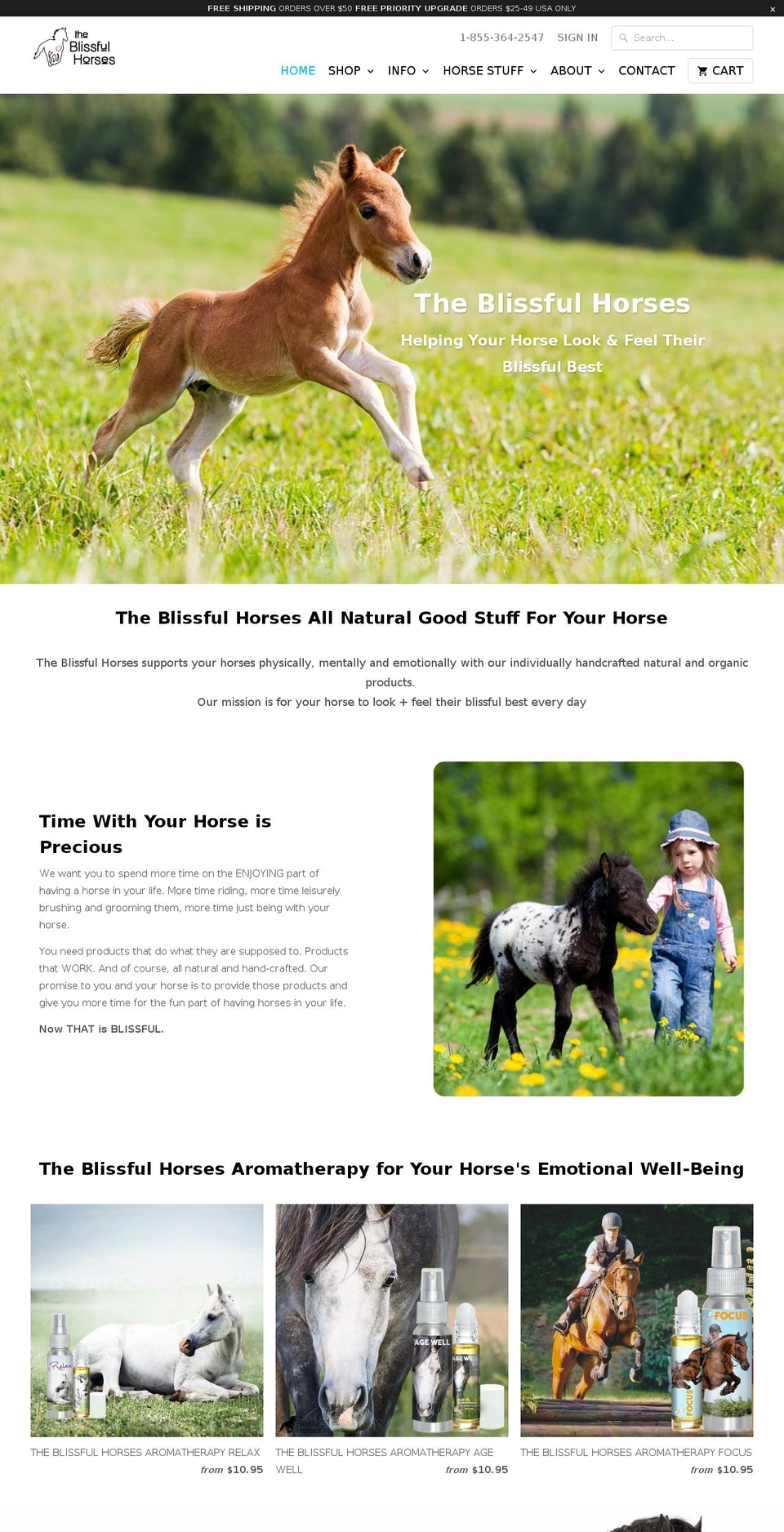theblissfulhorses.com — Shopify storefront screenshot