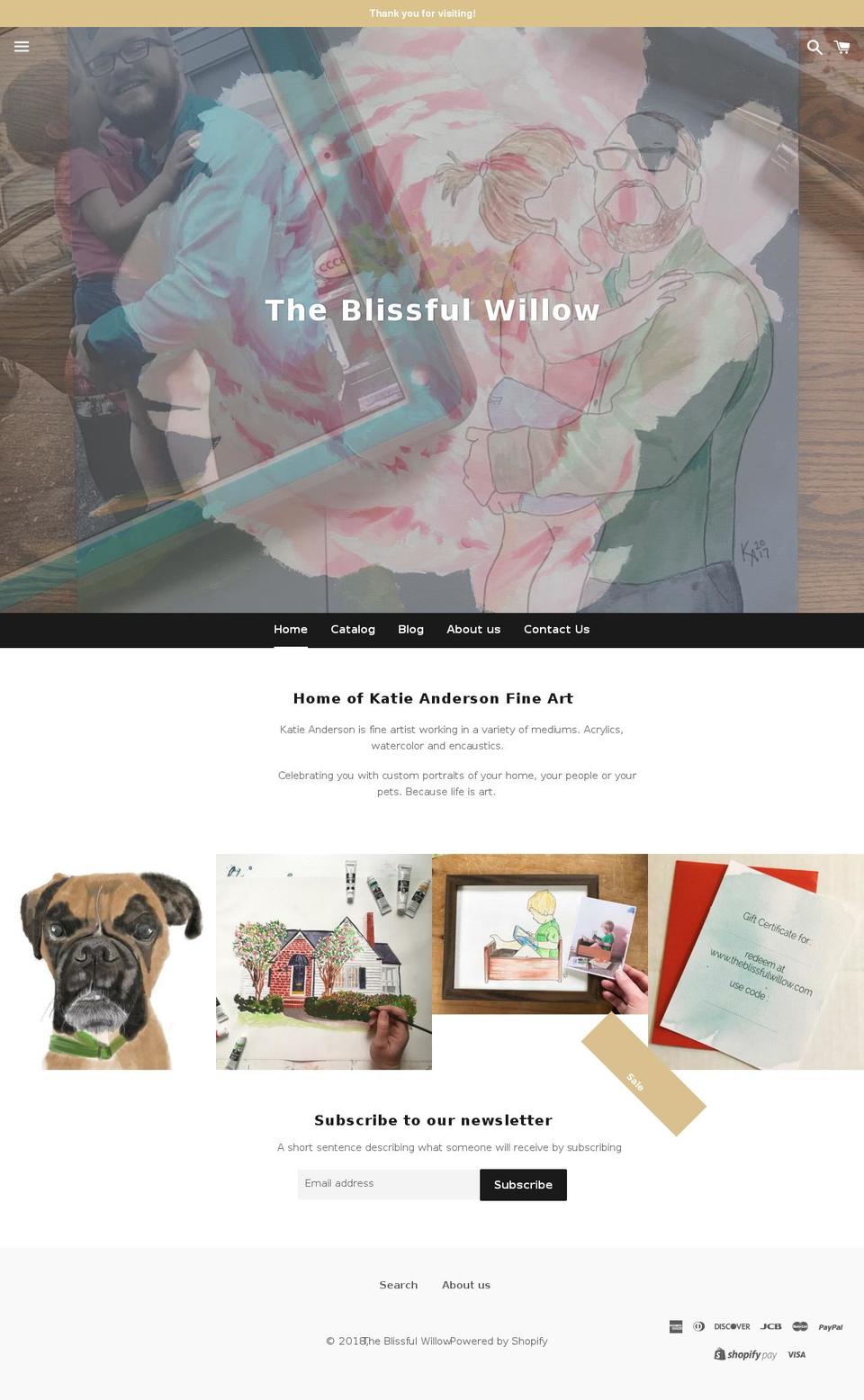 theblissfulwillow.com — Shopify storefront screenshot
