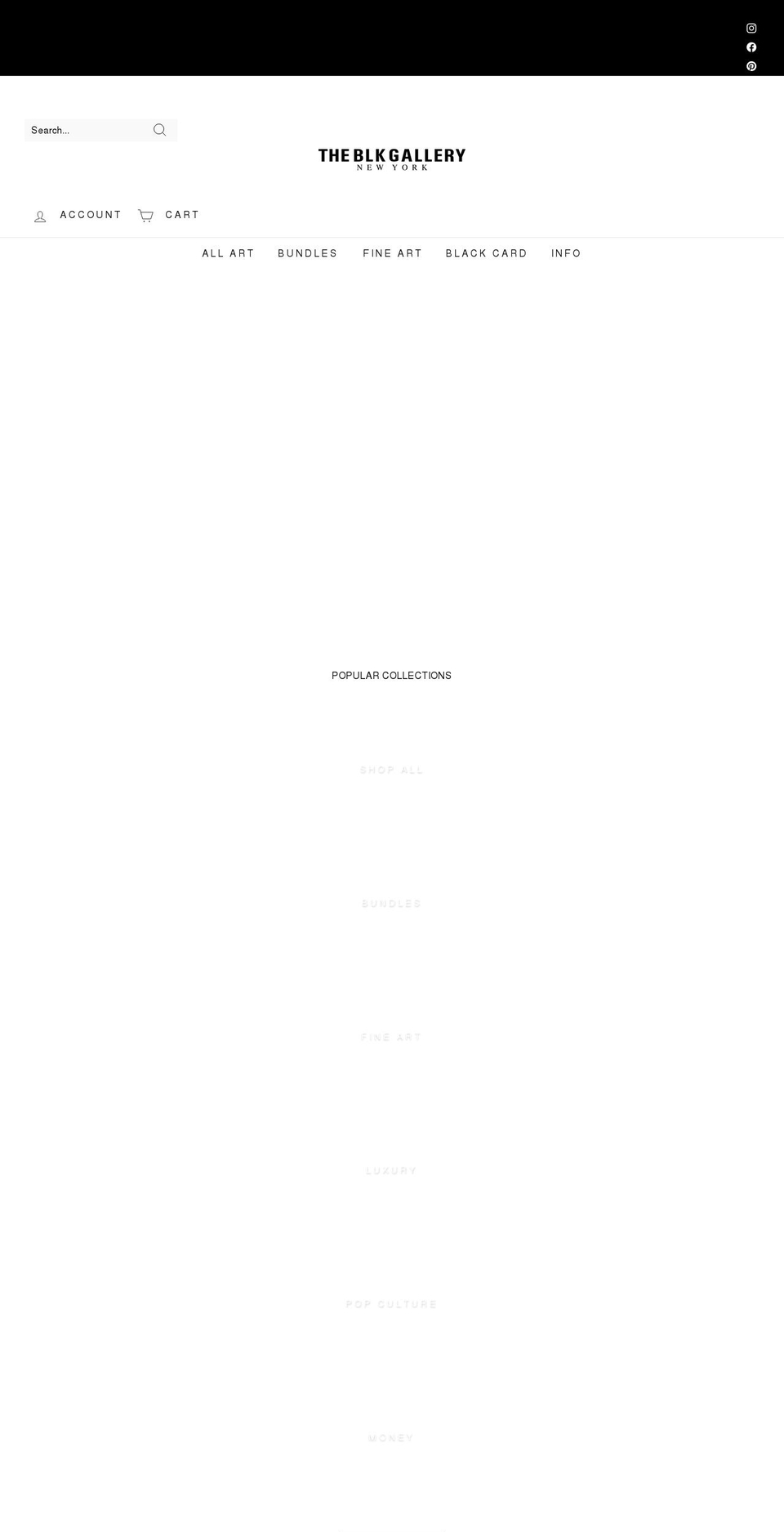 theblkgallery.com shopify website screenshot