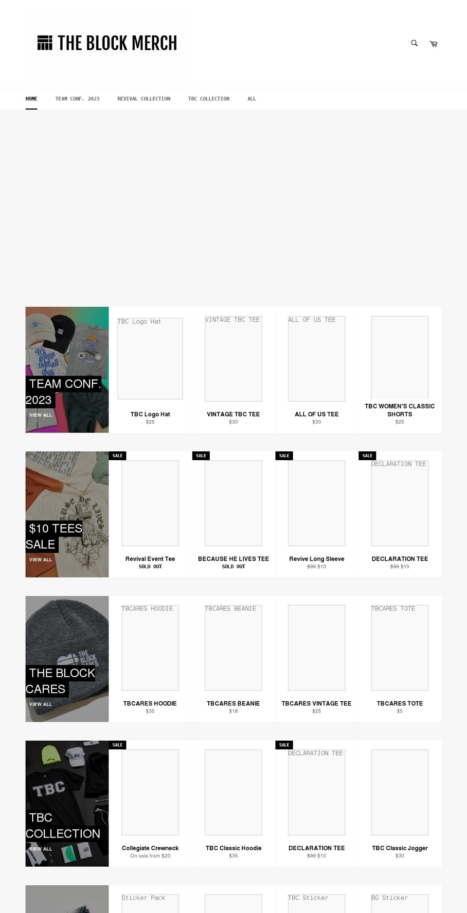 theblockmerch.org shopify website screenshot