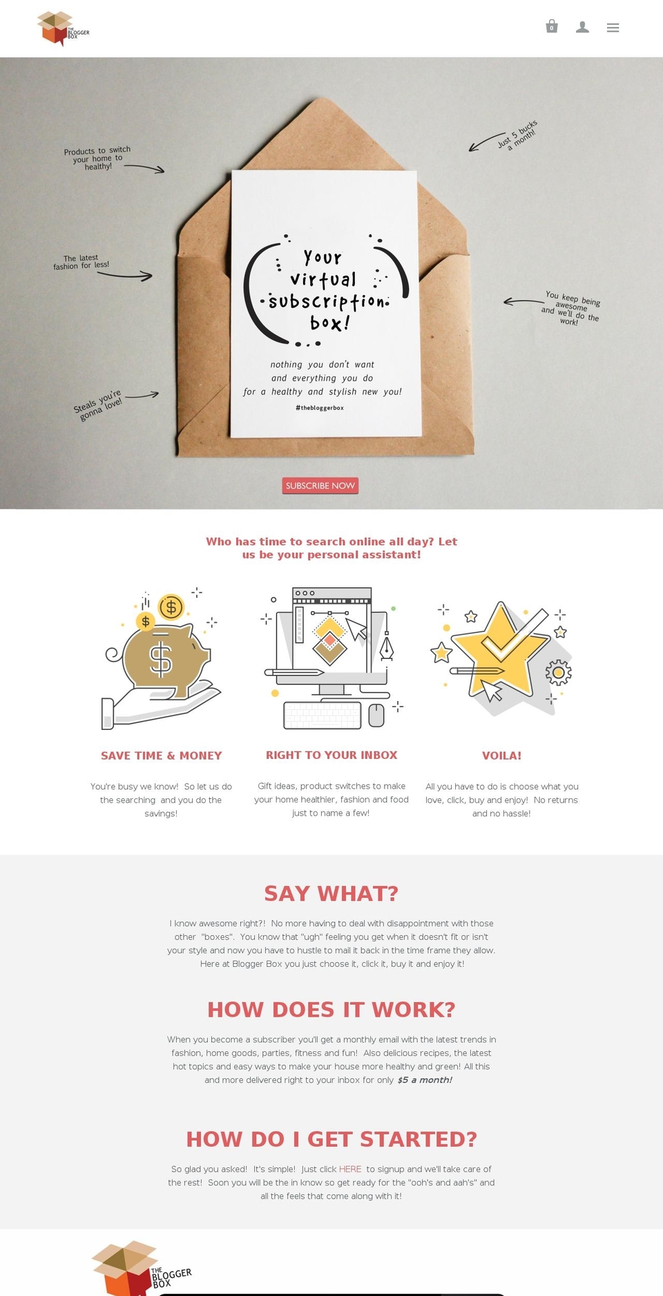 thebloggerbox.com shopify website screenshot