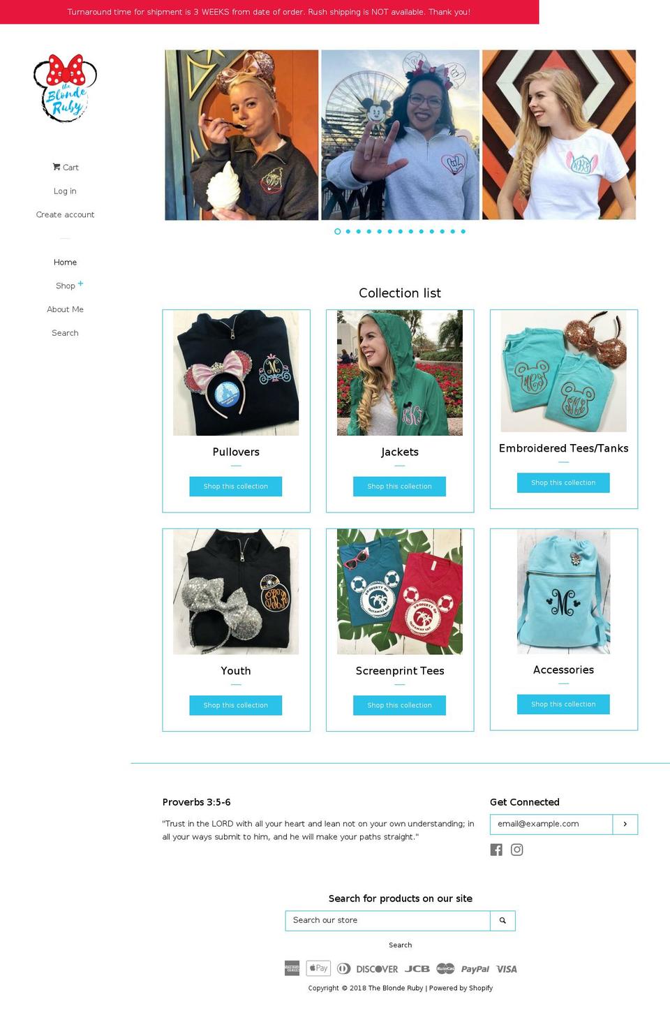 theblonderuby.com — Shopify storefront screenshot