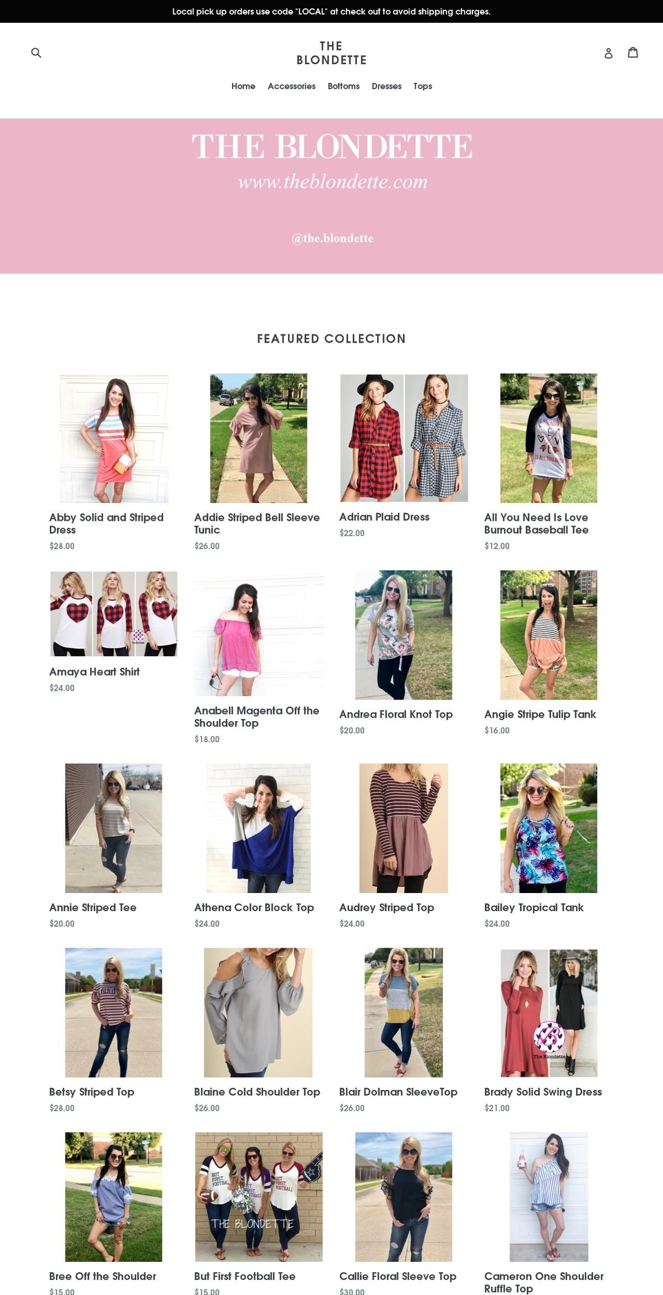 theblondette.com — Shopify storefront screenshot
