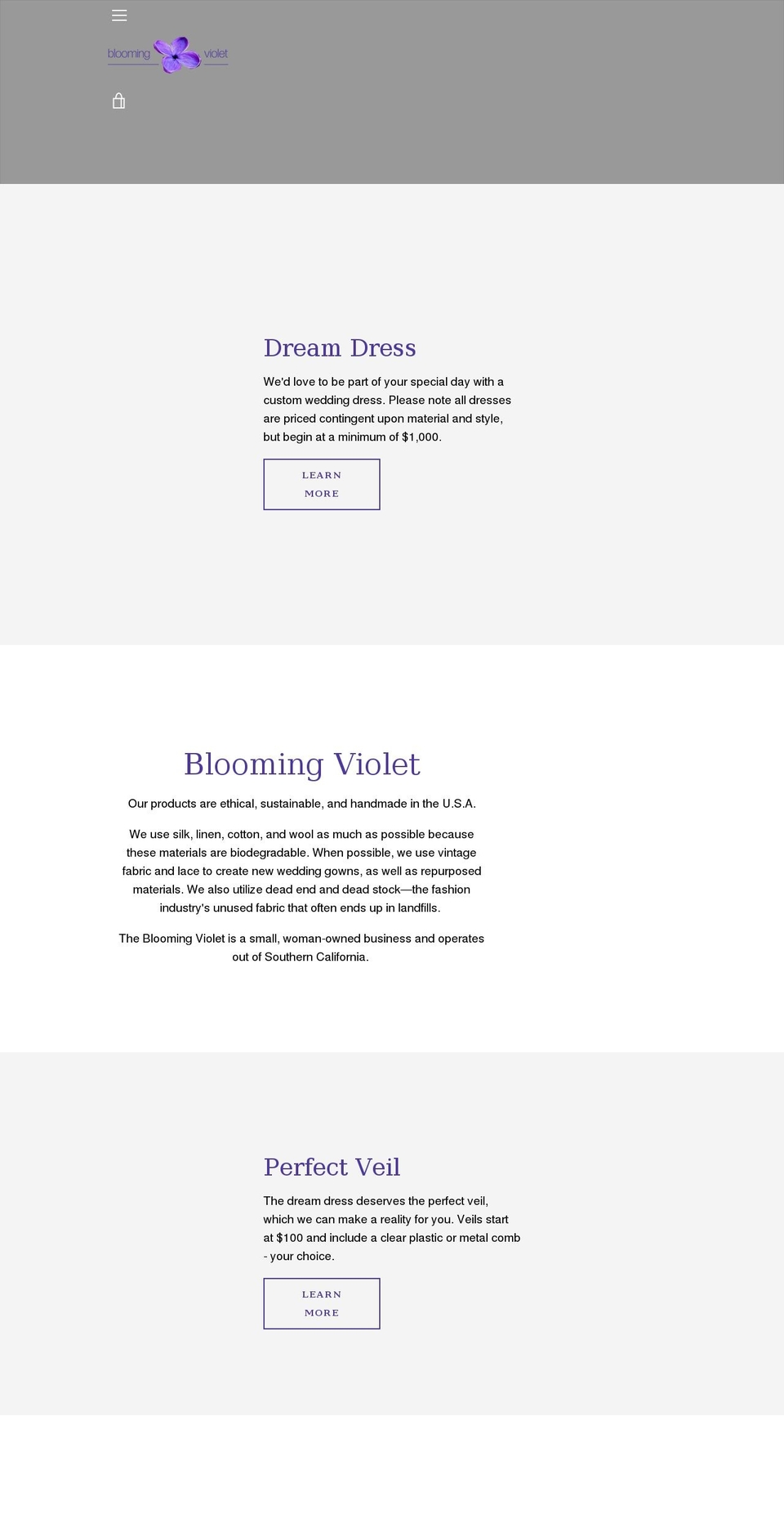 thebloomingviolet.com shopify website screenshot