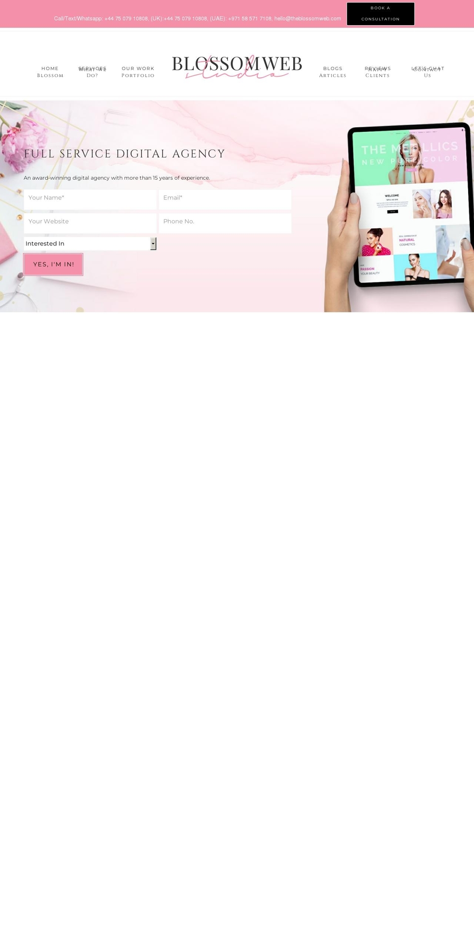 theblossomweb.com — Shopify storefront screenshot