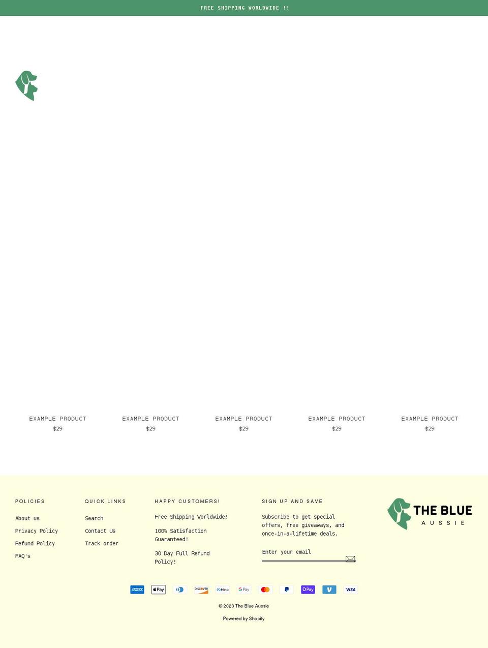 theblueaussie.com — Shopify storefront screenshot