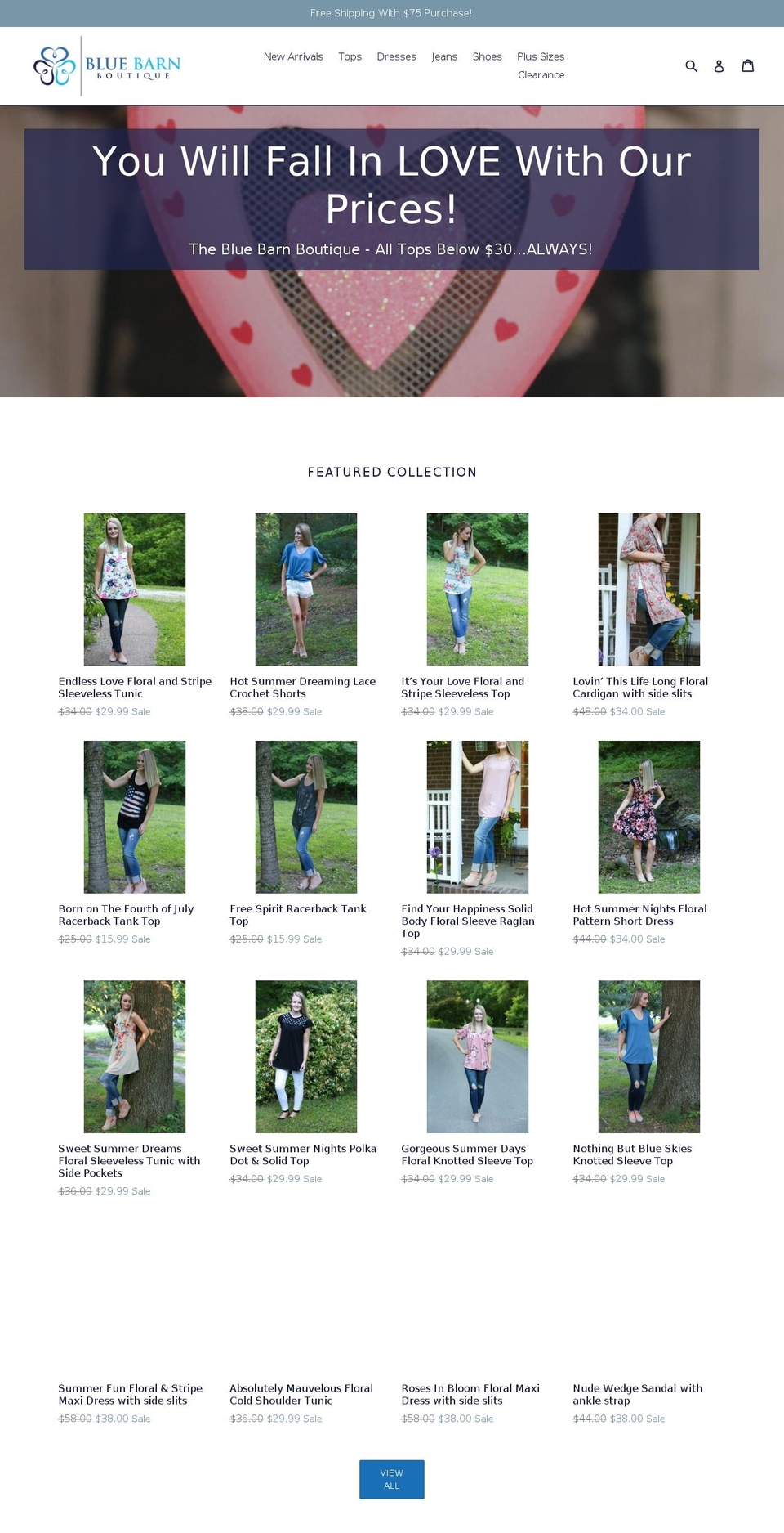 thebluebarnboutique.com — Shopify storefront screenshot