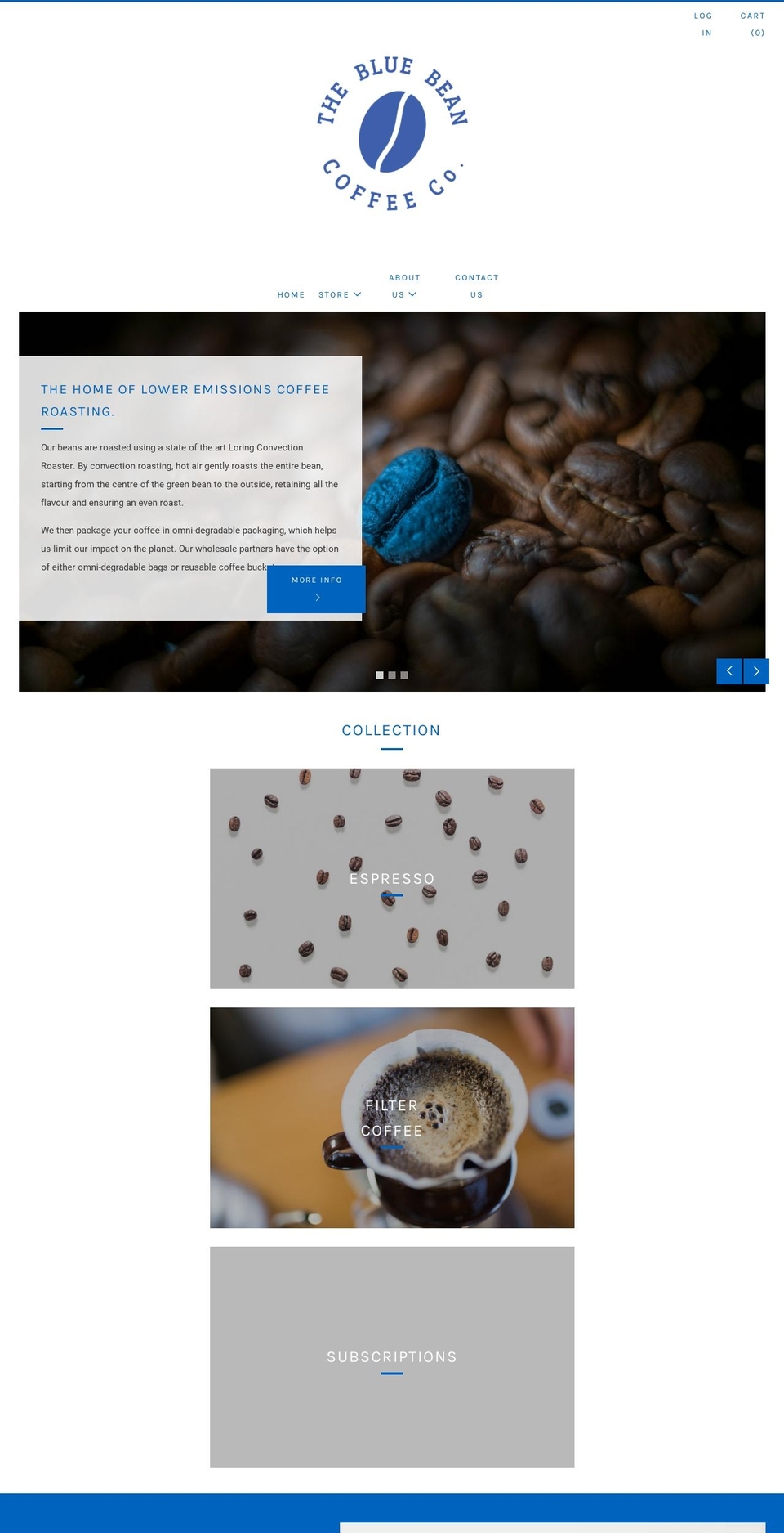 thebluebeancoffee.co.uk shopify website screenshot