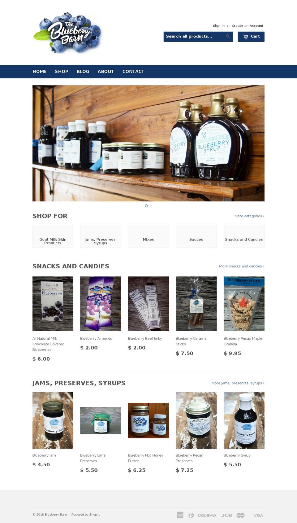 theblueberrybarn.com shopify website screenshot
