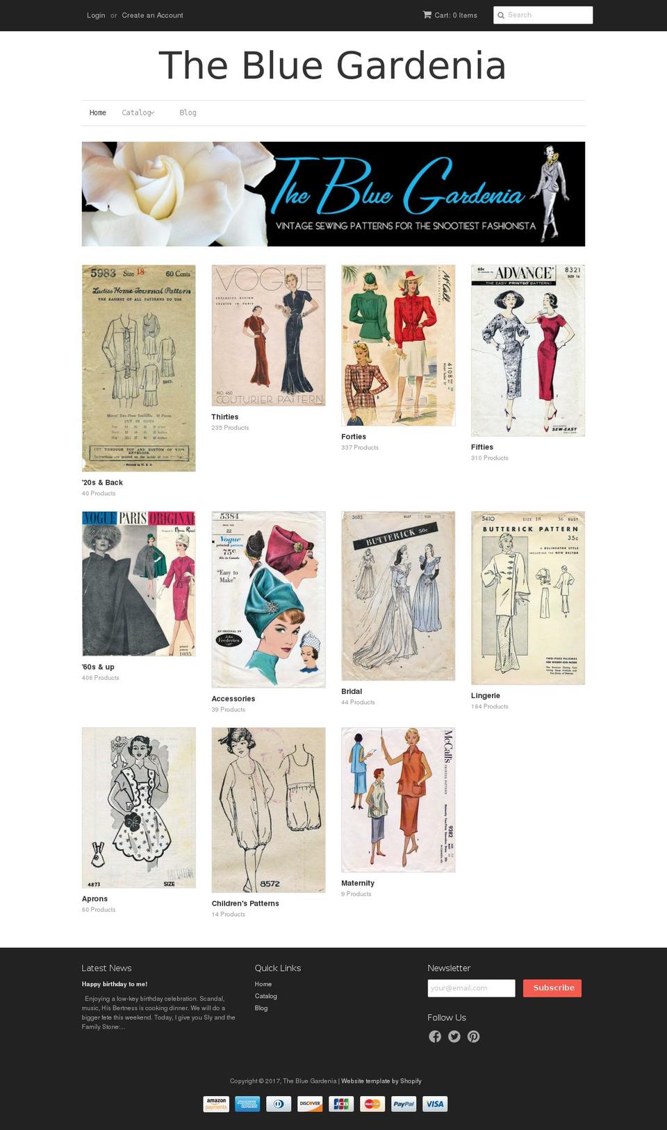 thebluegardenia.com shopify website screenshot