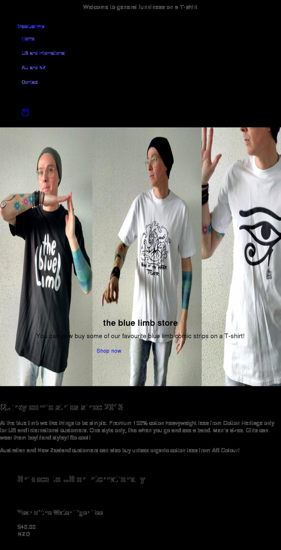 thebluelimb.com shopify website screenshot