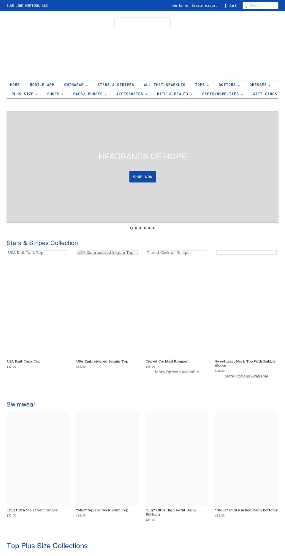 thebluelineboutique.com shopify website screenshot
