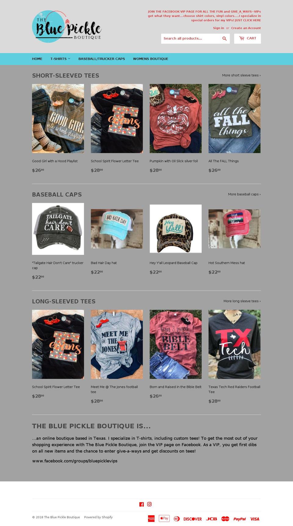 thebluepickleboutique.com shopify website screenshot