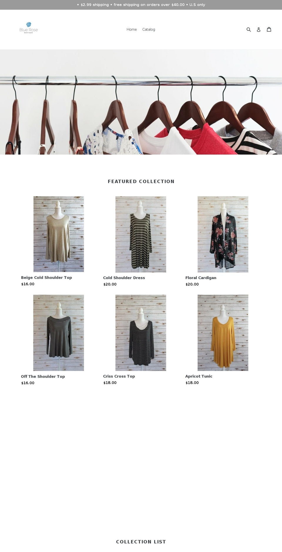 theblueroseboutique.com — Shopify storefront screenshot