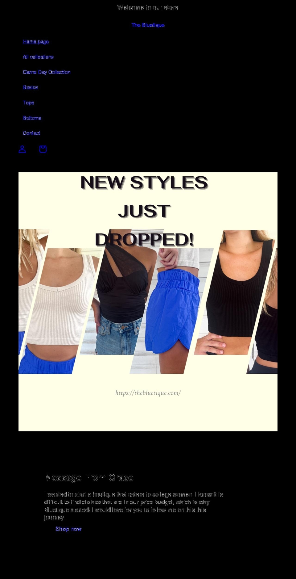 thebluetique.com shopify website screenshot