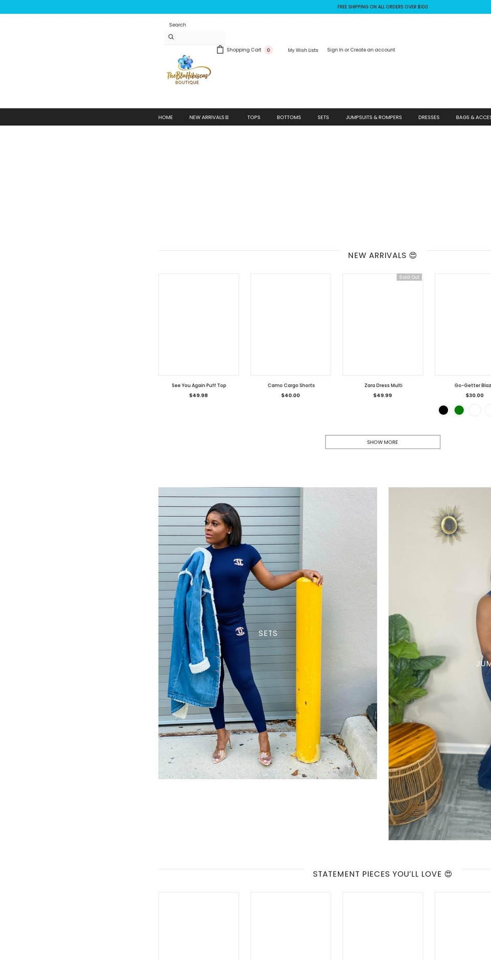 thebluhibiscus.com shopify website screenshot