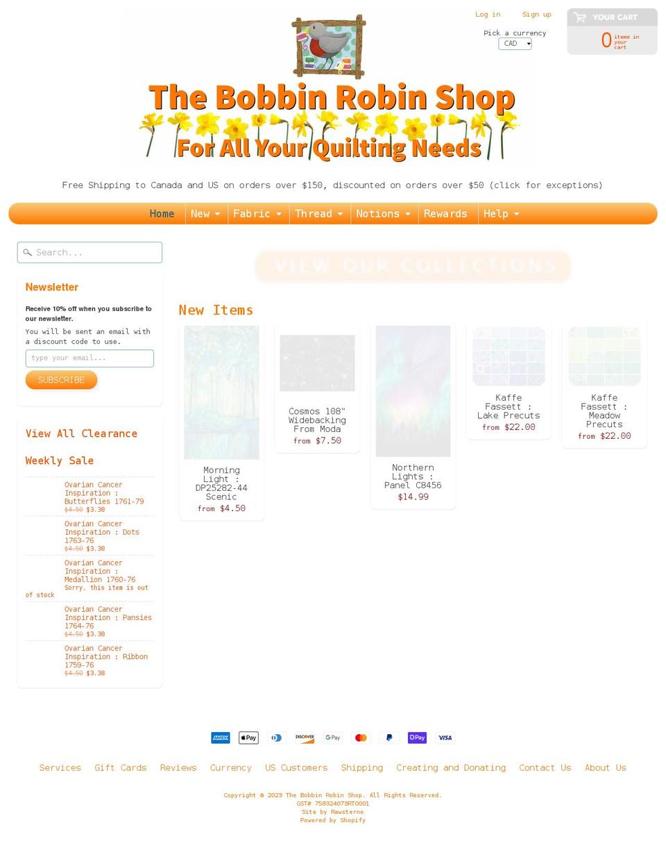 thebobbinrobinshop.com shopify website screenshot