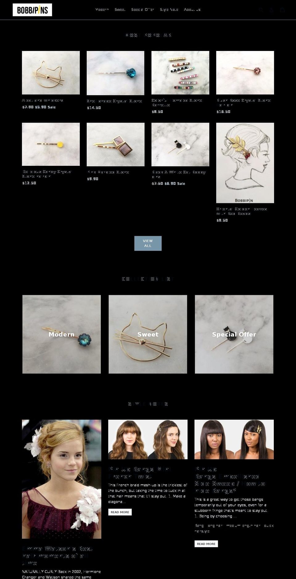 thebobbipins.com shopify website screenshot