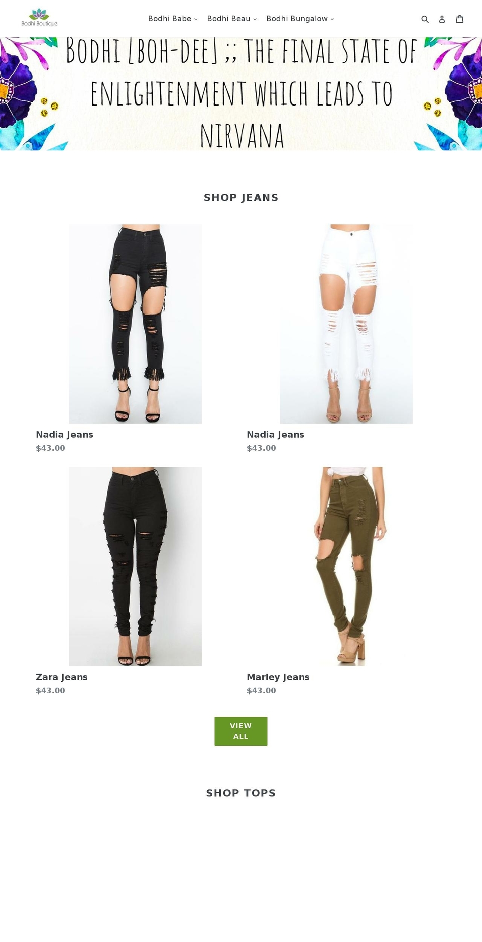 thebodhiboutique.com — Shopify storefront screenshot