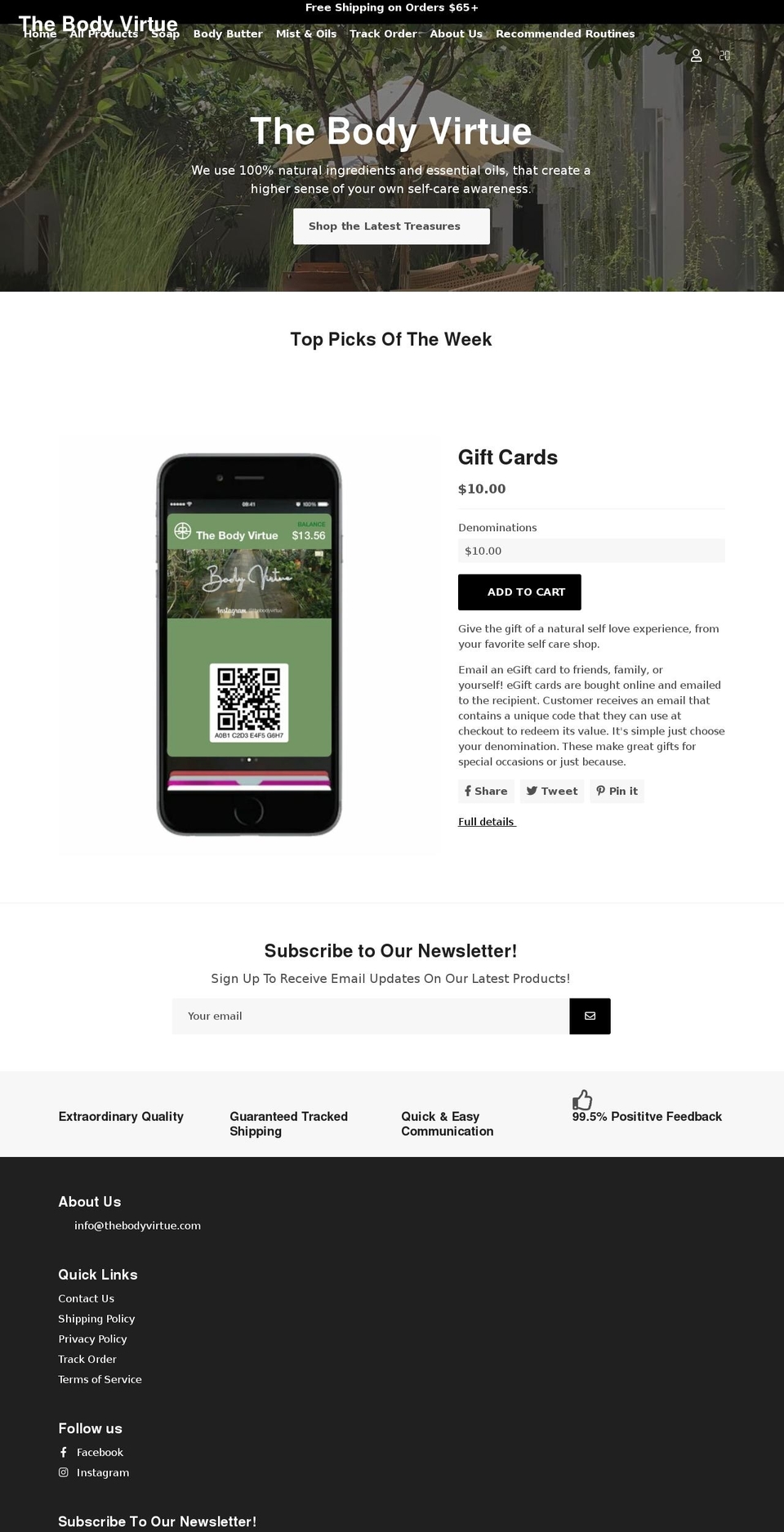 thebodyvirtue.com shopify website screenshot