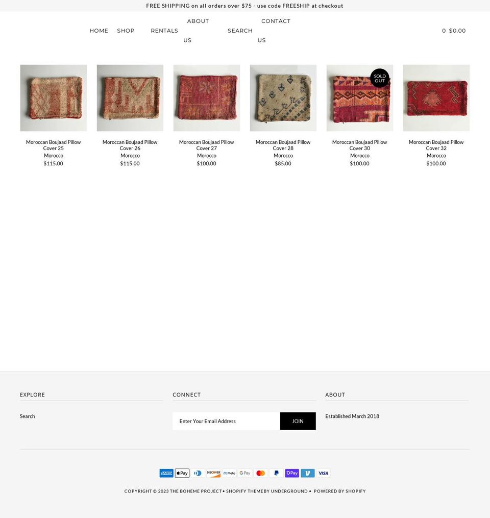thebohemeproject.com shopify website screenshot