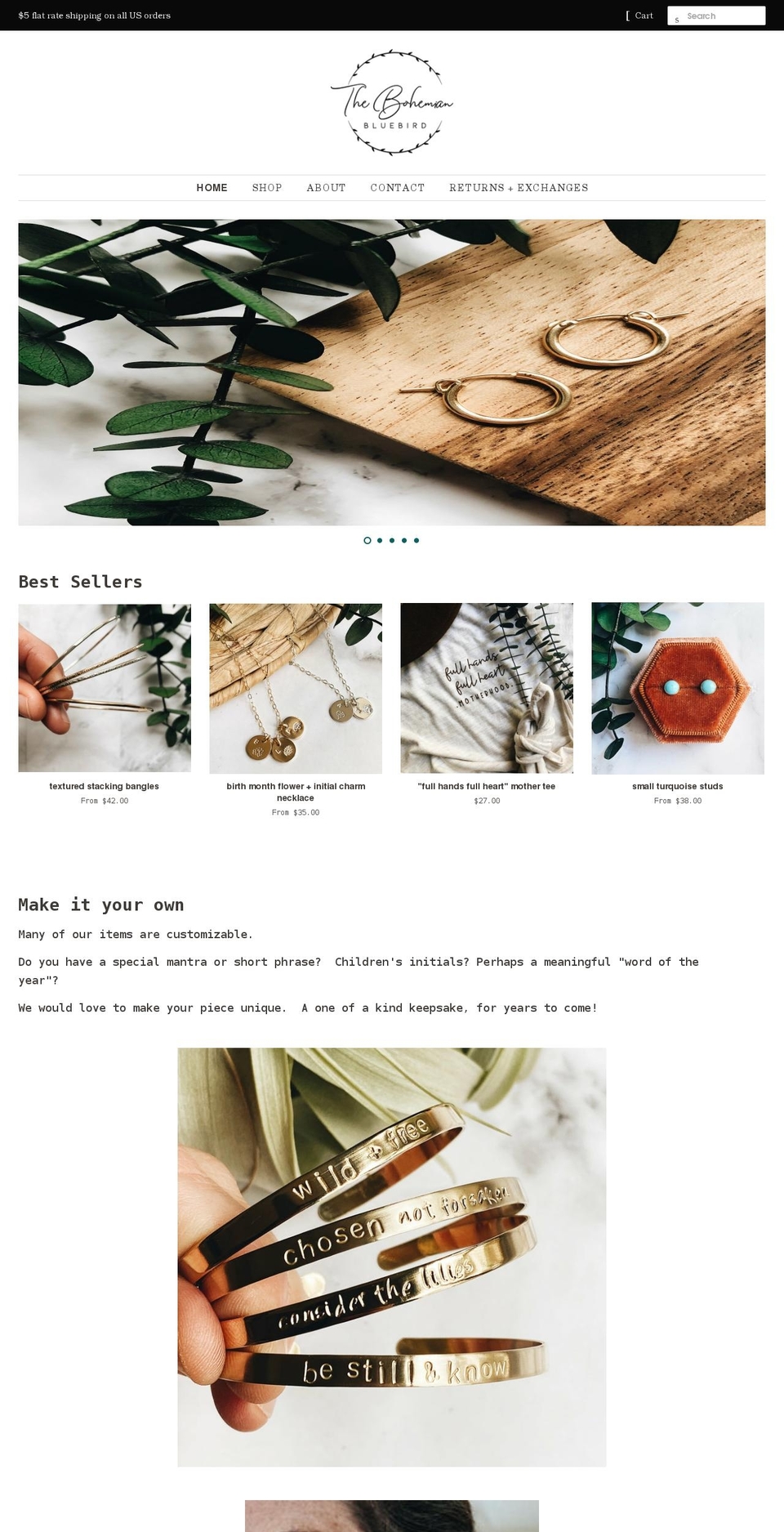 thebohemianbluebird.com shopify website screenshot