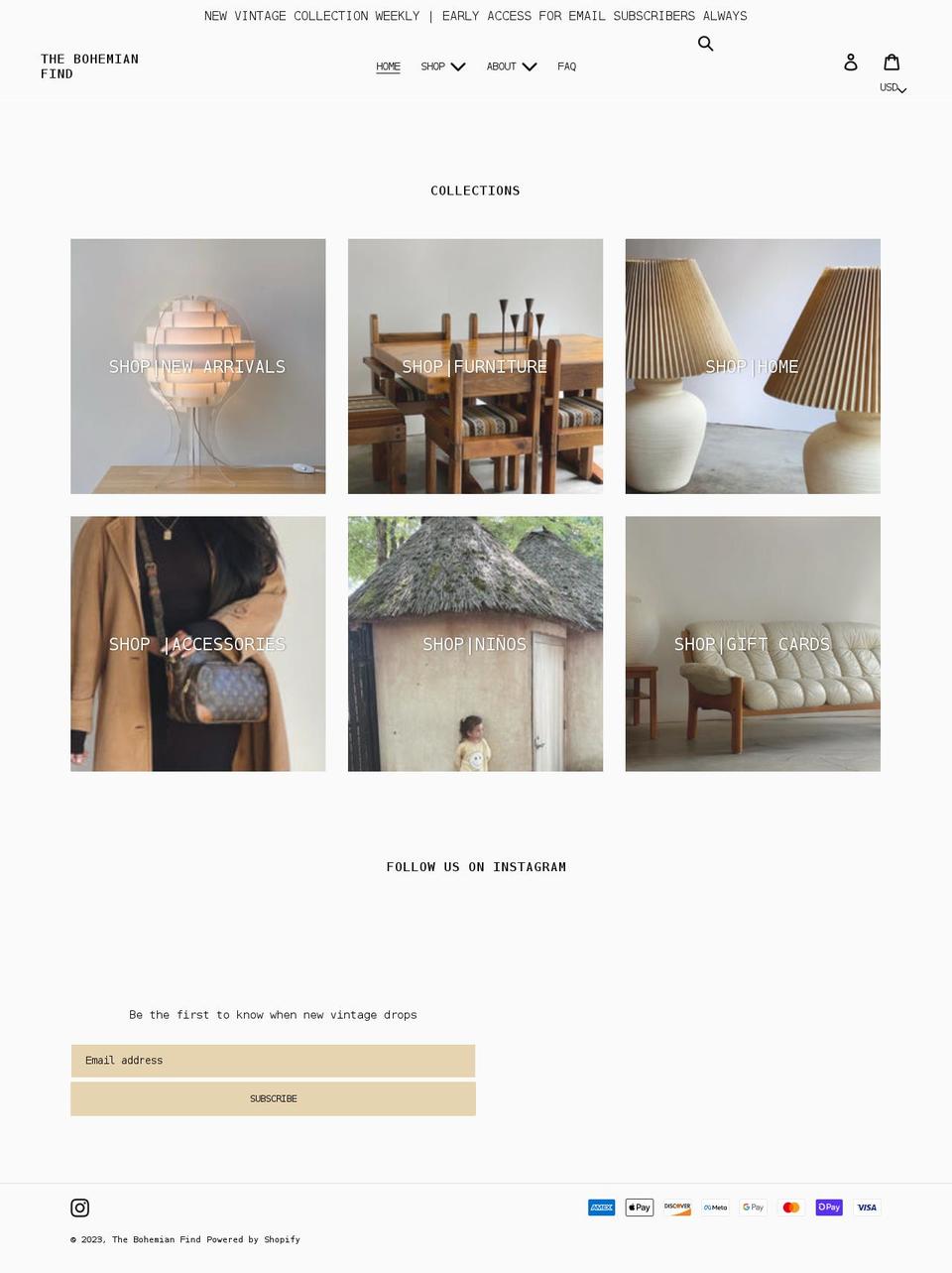 thebohemianfind.com shopify website screenshot