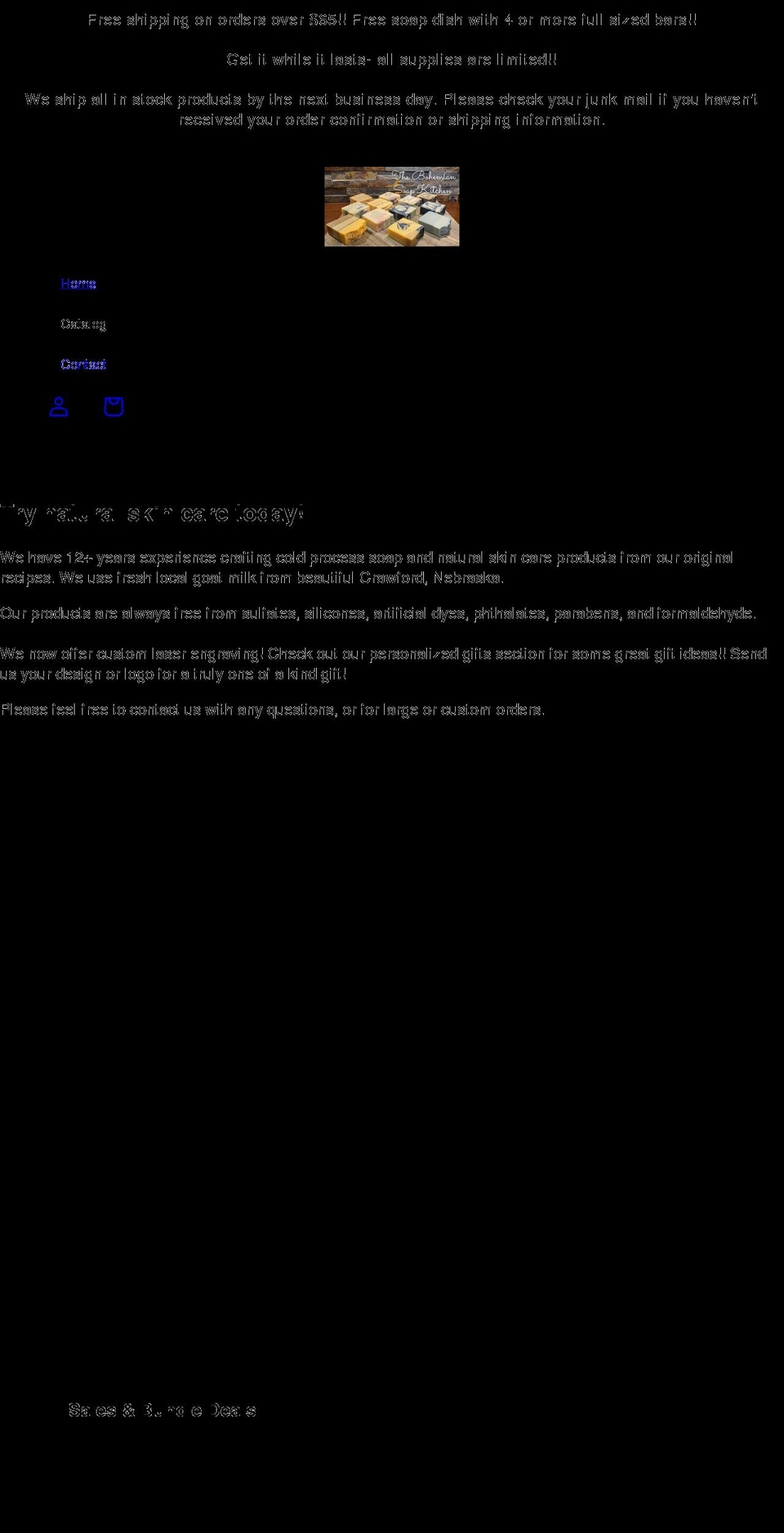 thebohemiansoapkitchen.com shopify website screenshot
