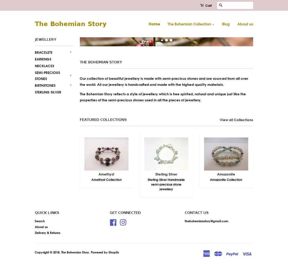 thebohemianstory.com shopify website screenshot