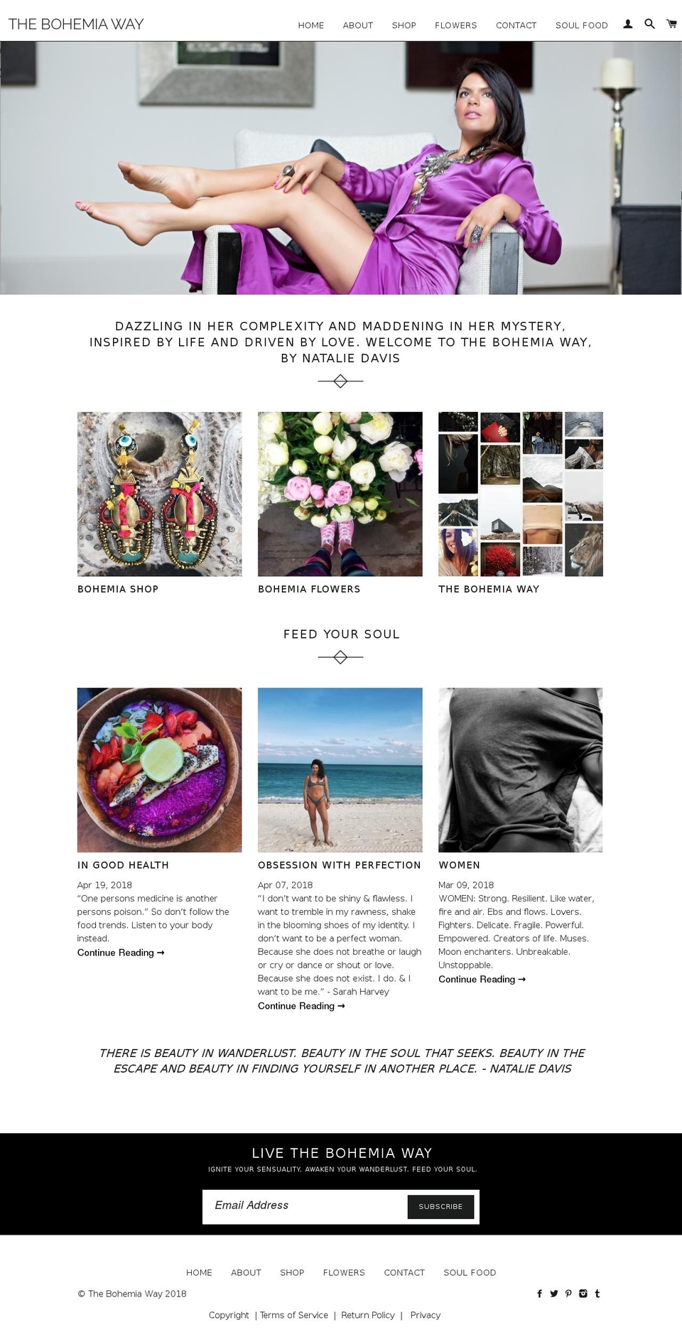 thebohemiaway.com — Shopify storefront screenshot
