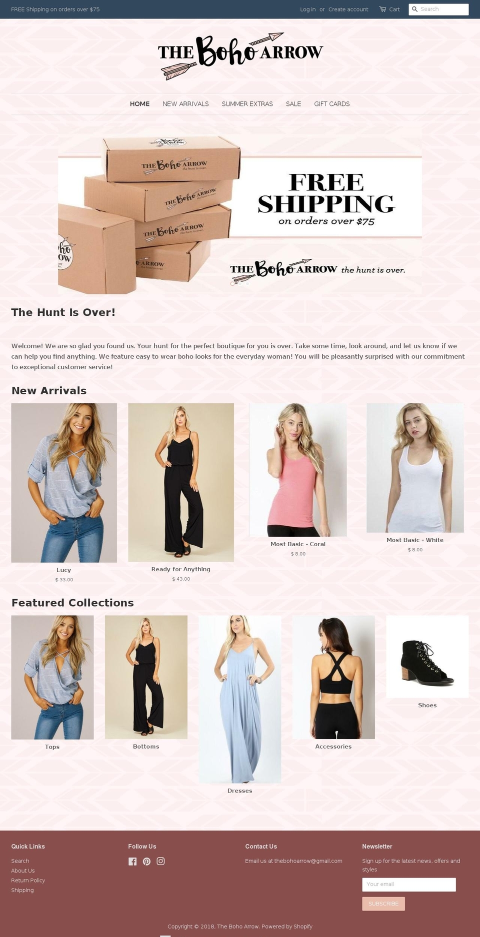 thebohoarrow.com shopify website screenshot