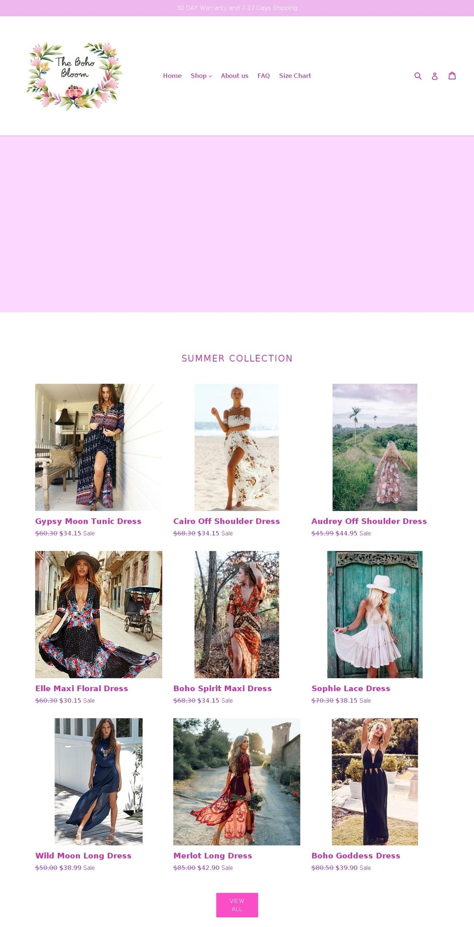 thebohobloom.com — Shopify storefront screenshot