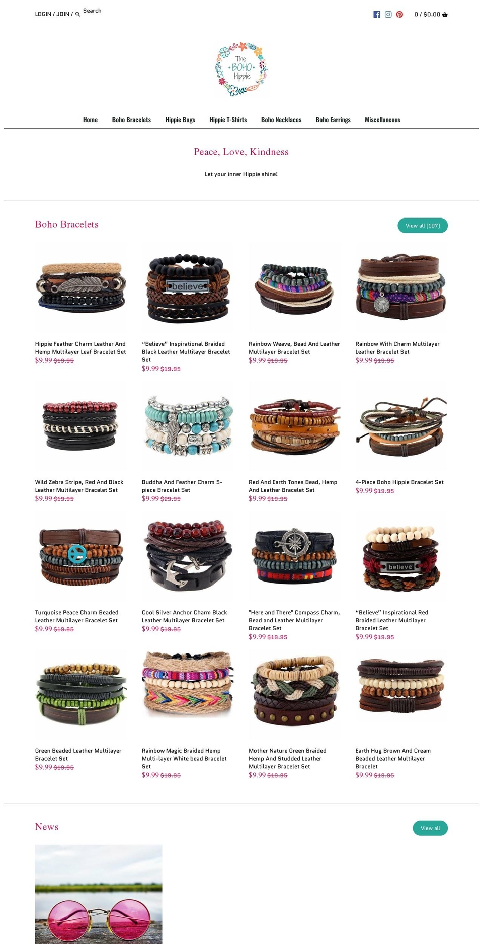 thebohohippieshop.com shopify website screenshot