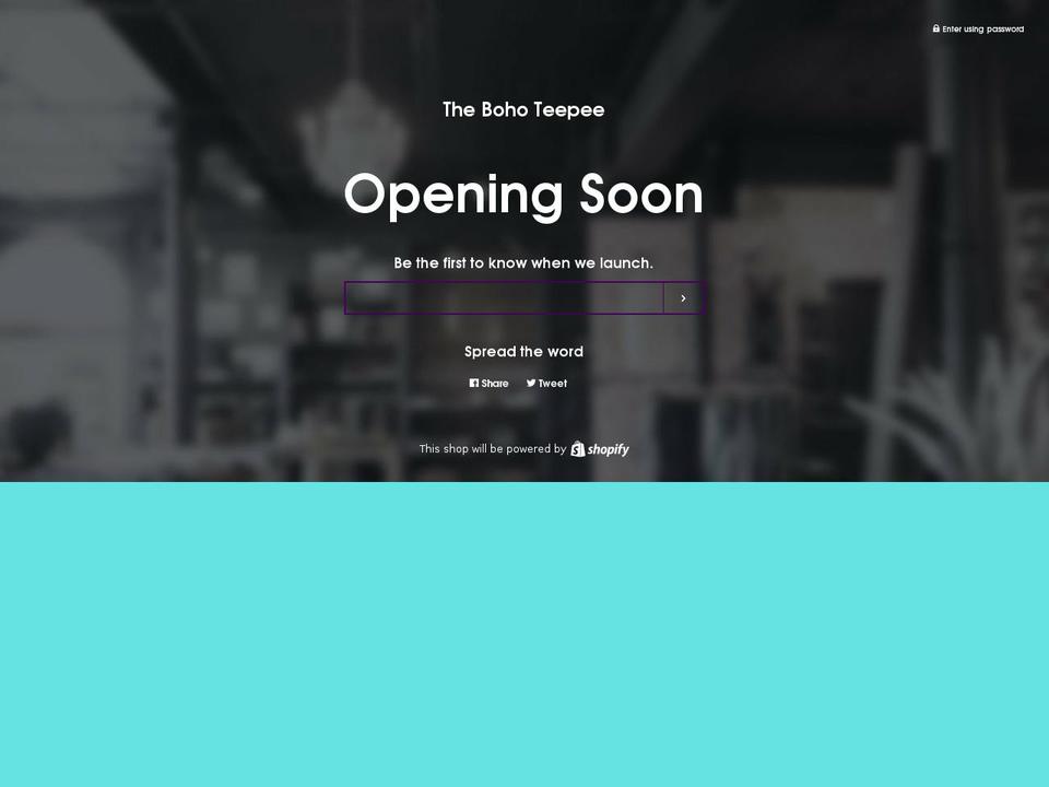 thebohoteepee.com shopify website screenshot