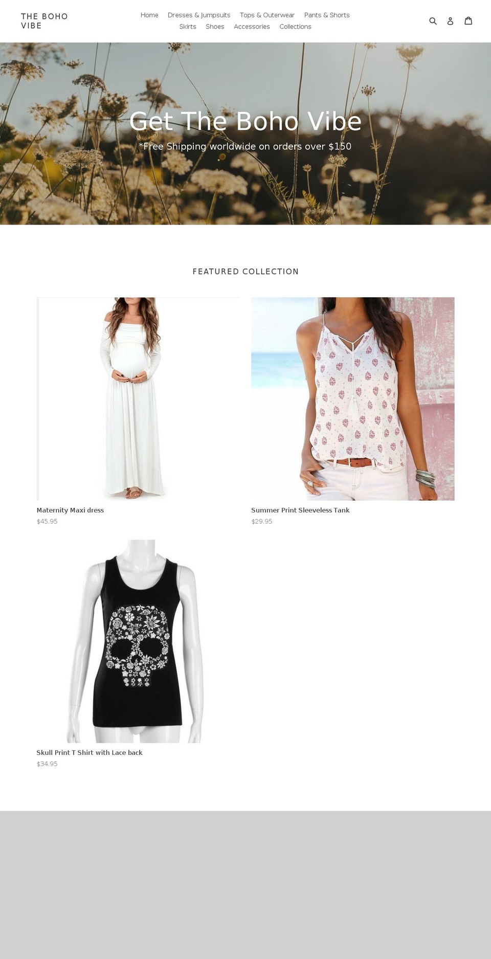 thebohovibe.com — Shopify storefront screenshot