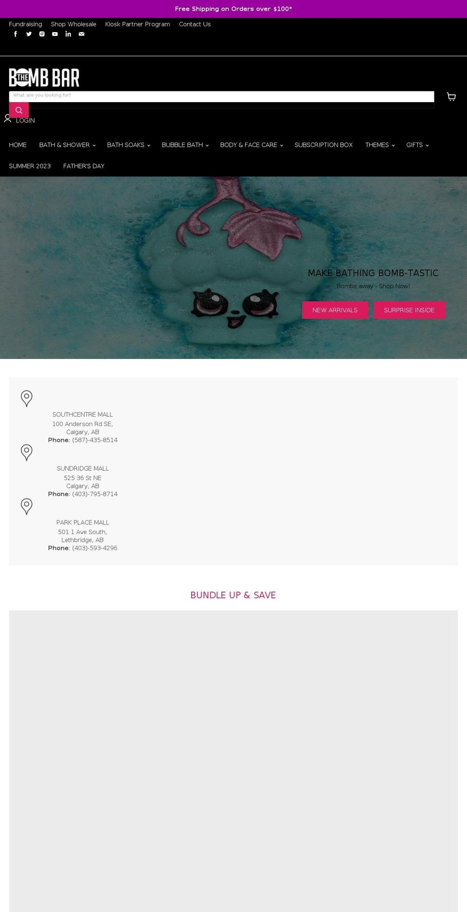 thebombbar.ca shopify website screenshot