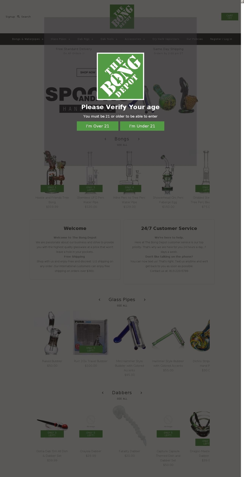 thebongdepot.com — Shopify storefront screenshot