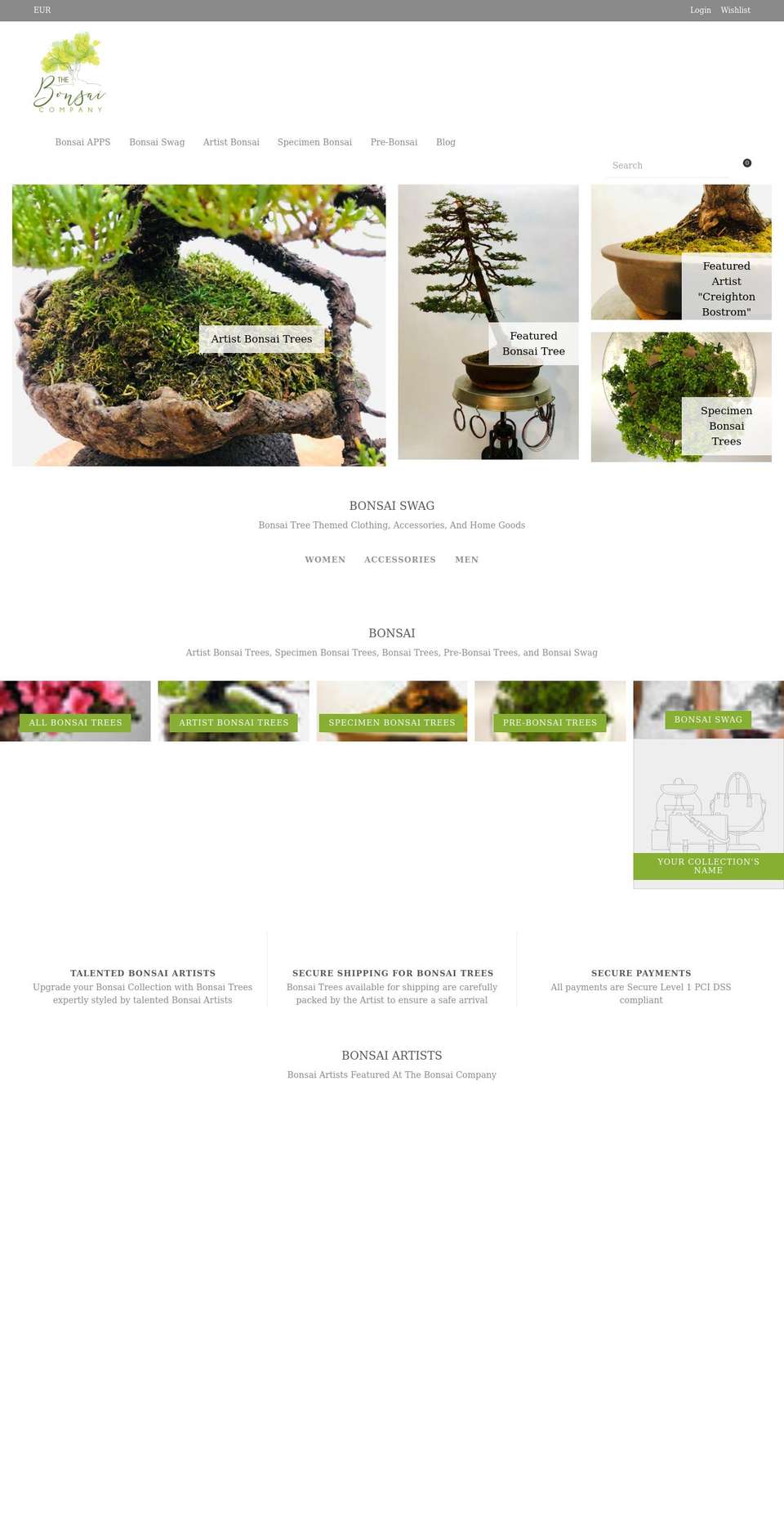 thebonsaicompany.com shopify website screenshot