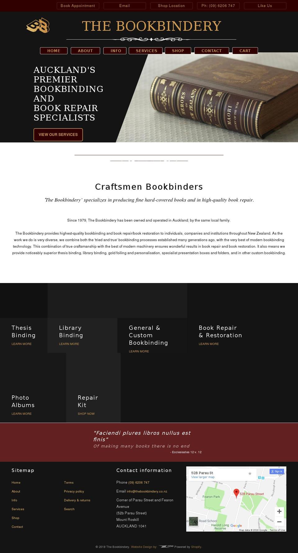 thebookbindery.co.nz shopify website screenshot