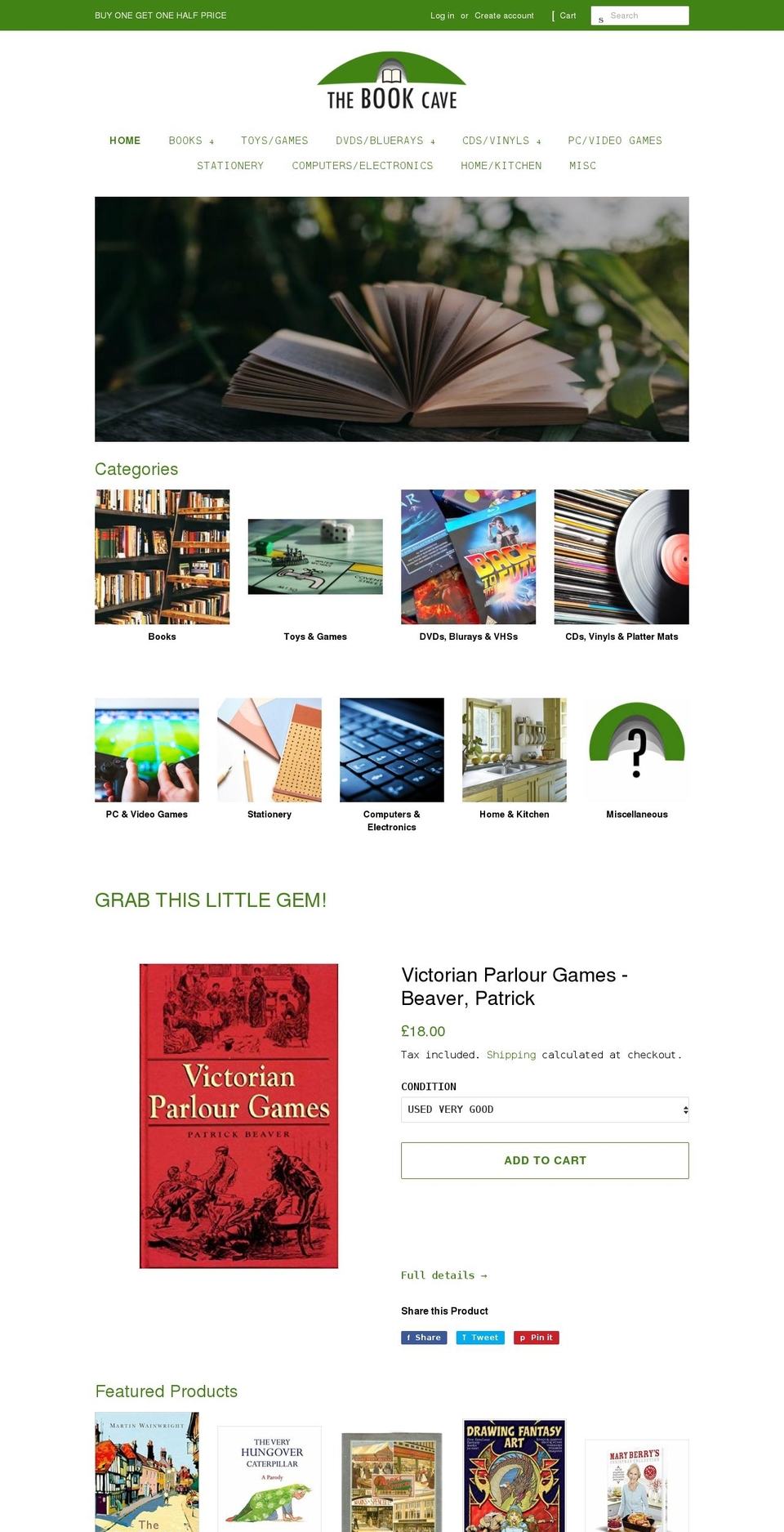 thebookcave.co.uk shopify website screenshot