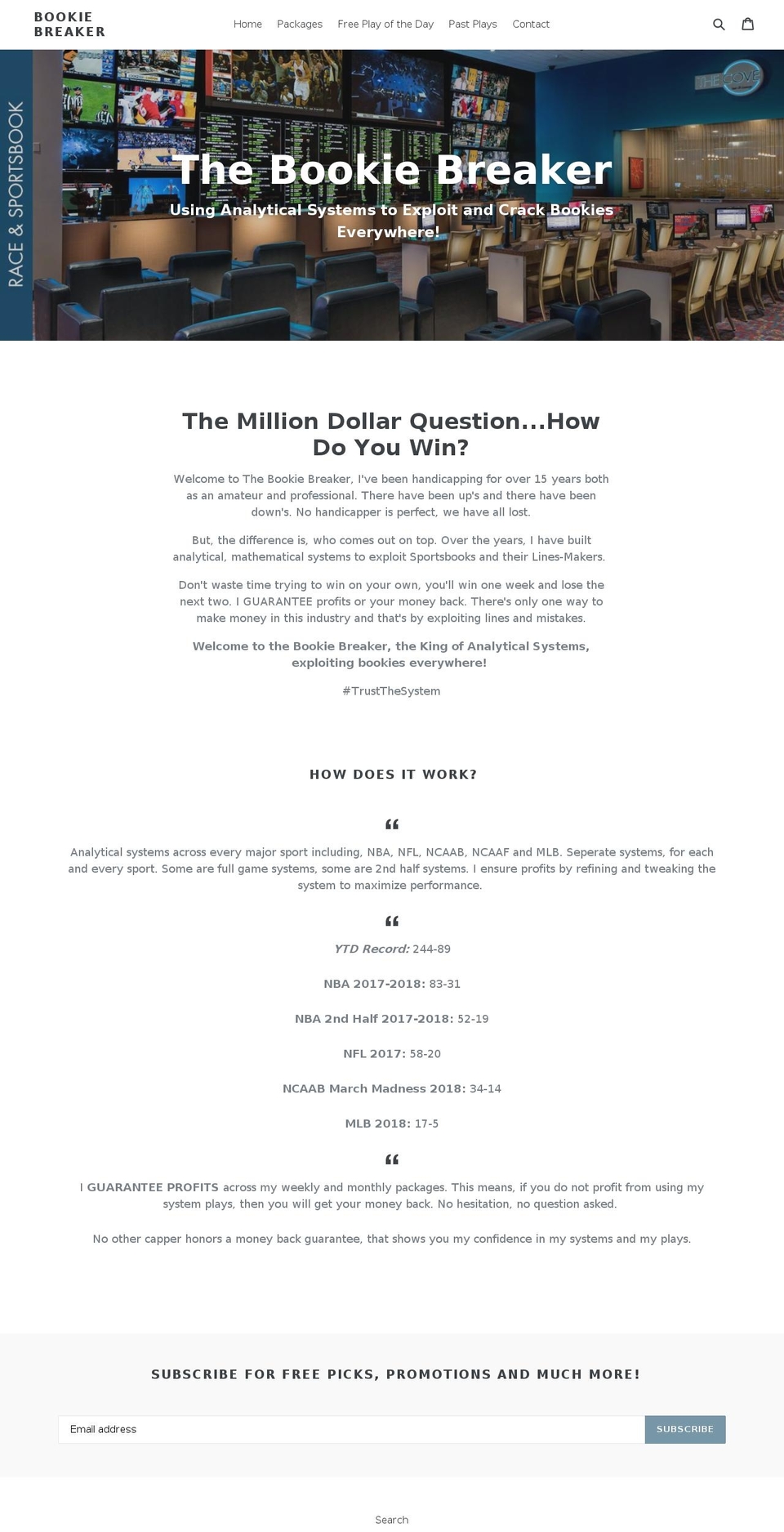 thebookiebreaker.com — Shopify storefront screenshot