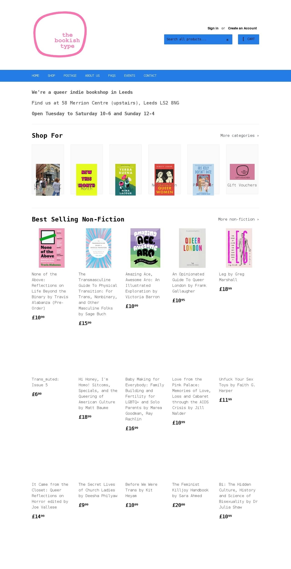 thebookishtype.co.uk shopify website screenshot