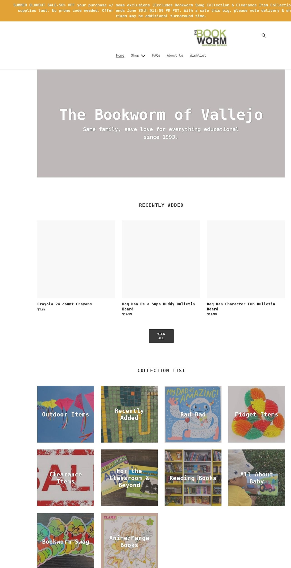 thebookwormofvallejo.com shopify website screenshot