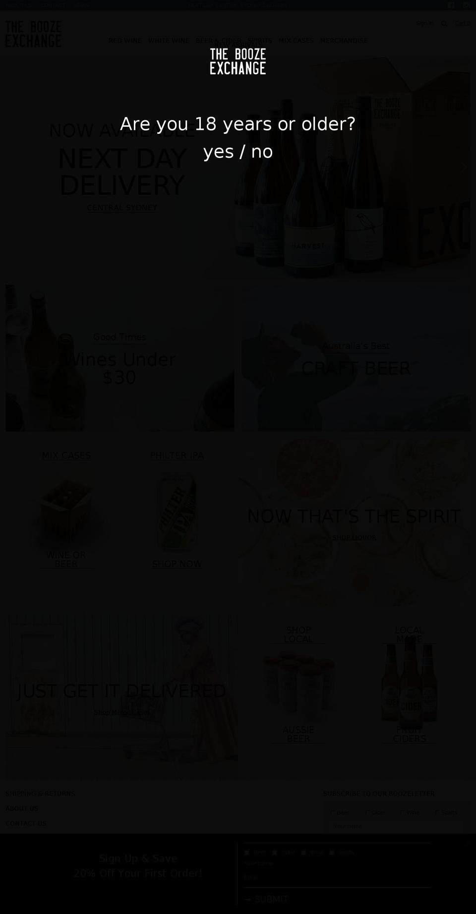 theboozeexchange.com — Shopify storefront screenshot