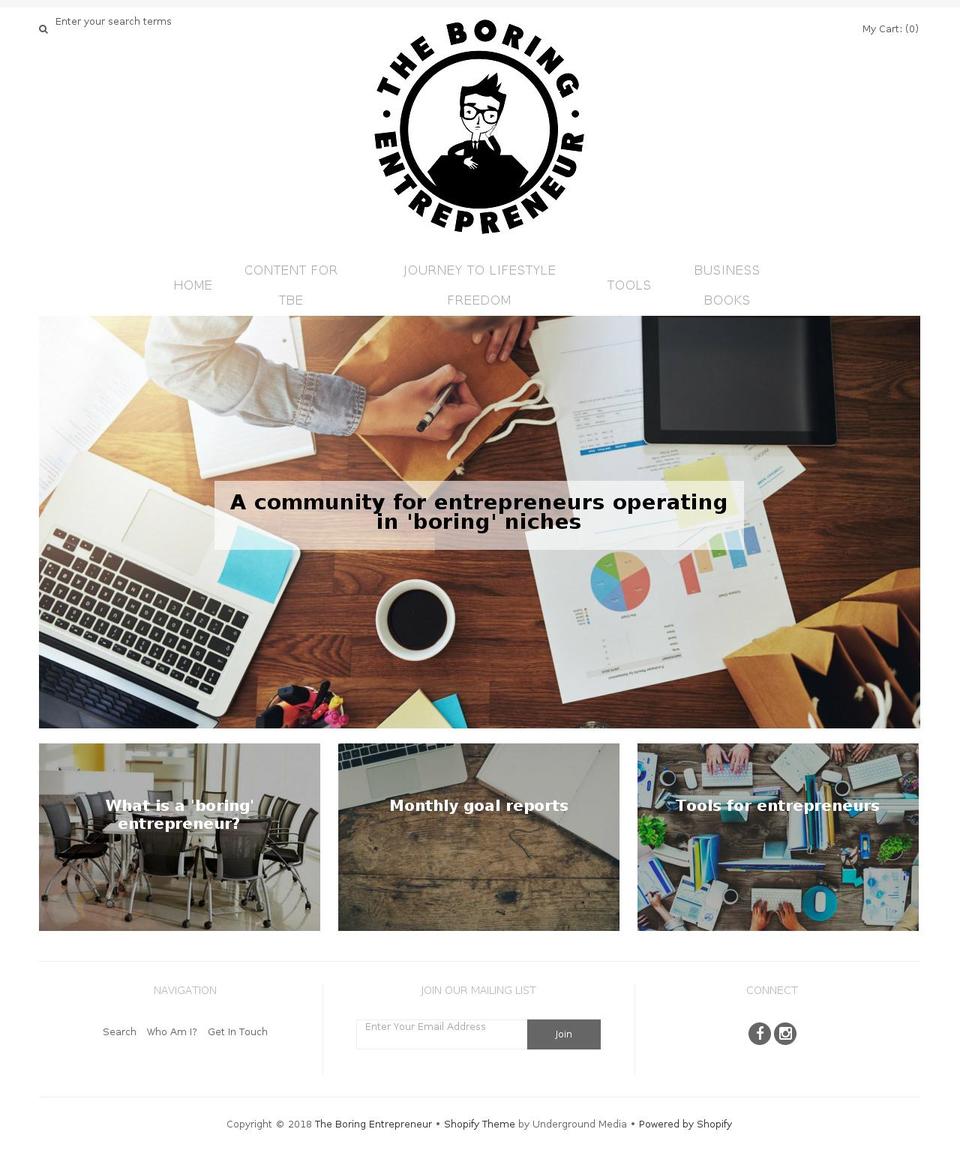 theboringentrepreneur.com — Shopify storefront screenshot