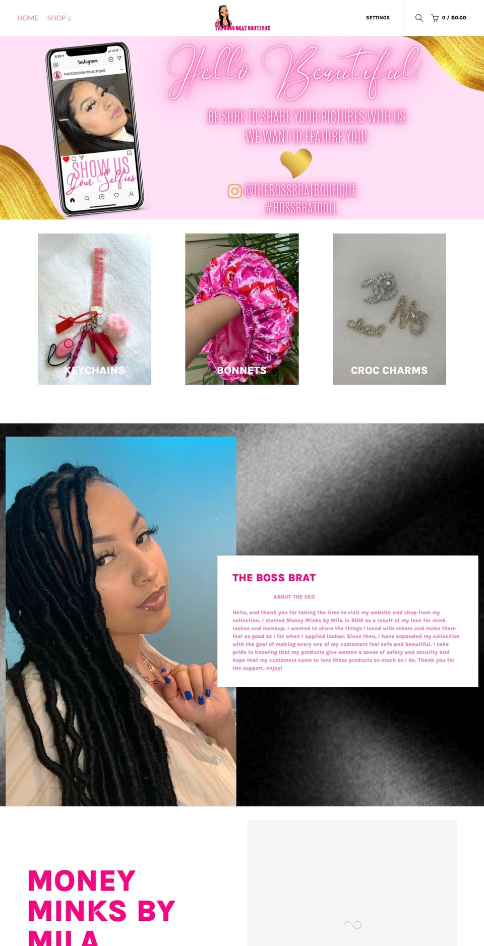thebossbratboutique.com shopify website screenshot