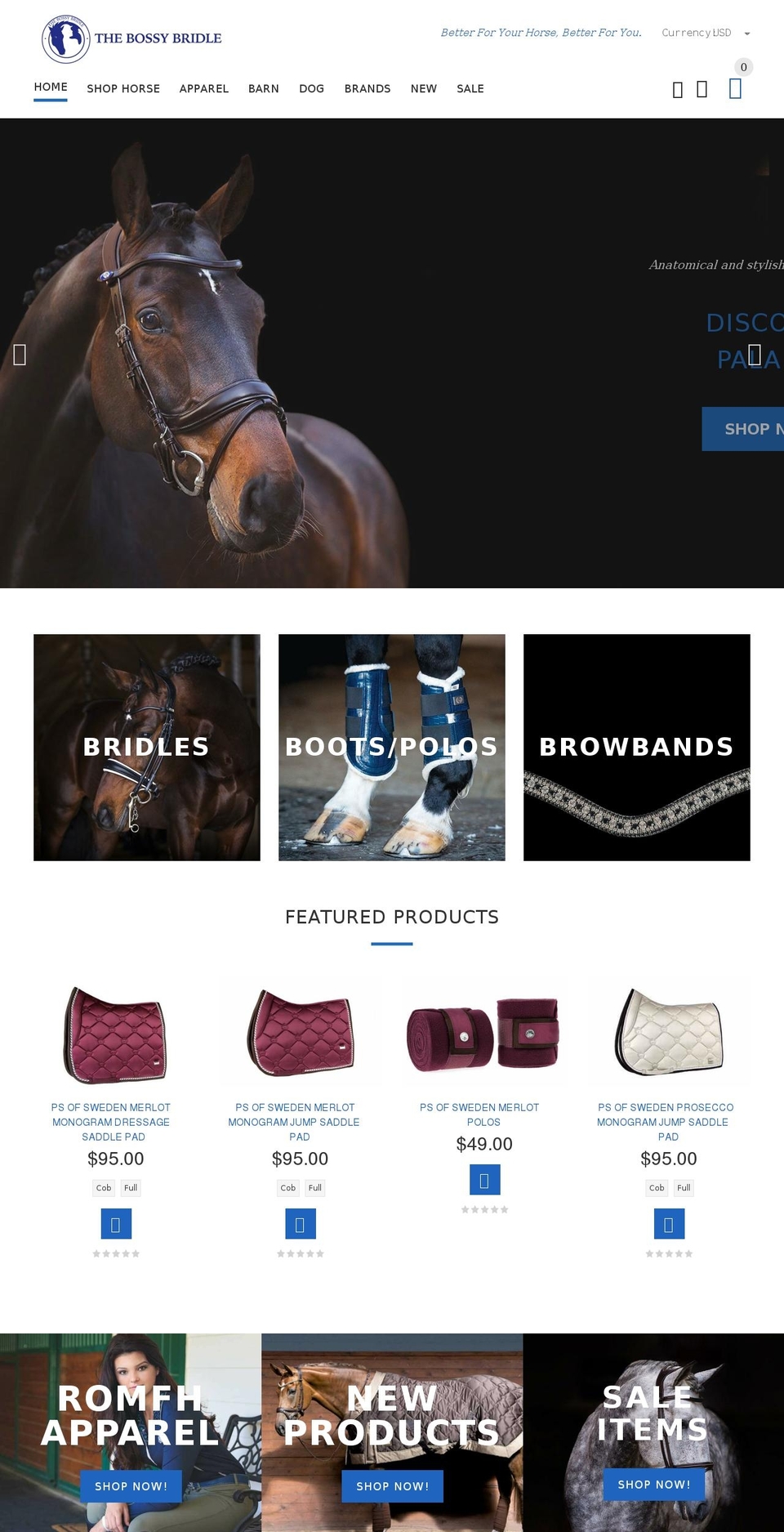 thebossybridle.com — Shopify storefront screenshot