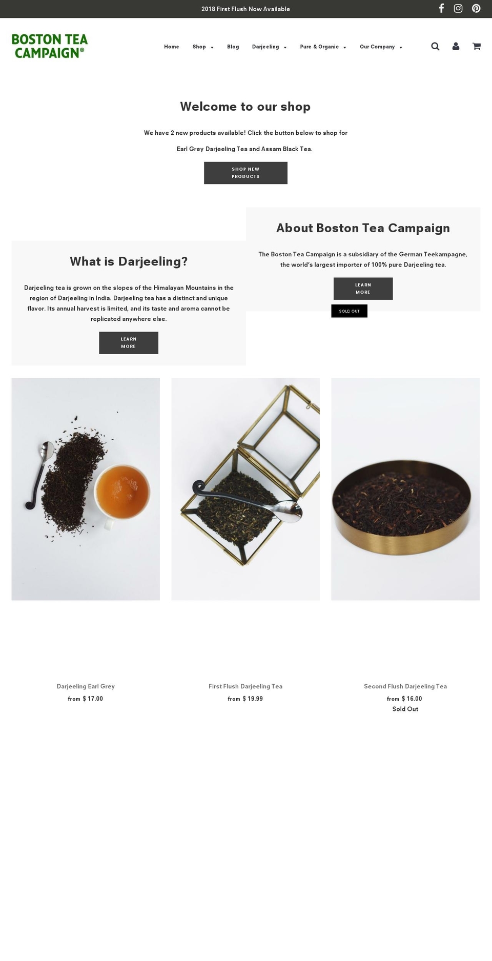 thebostonteacampaign.com — Shopify storefront screenshot